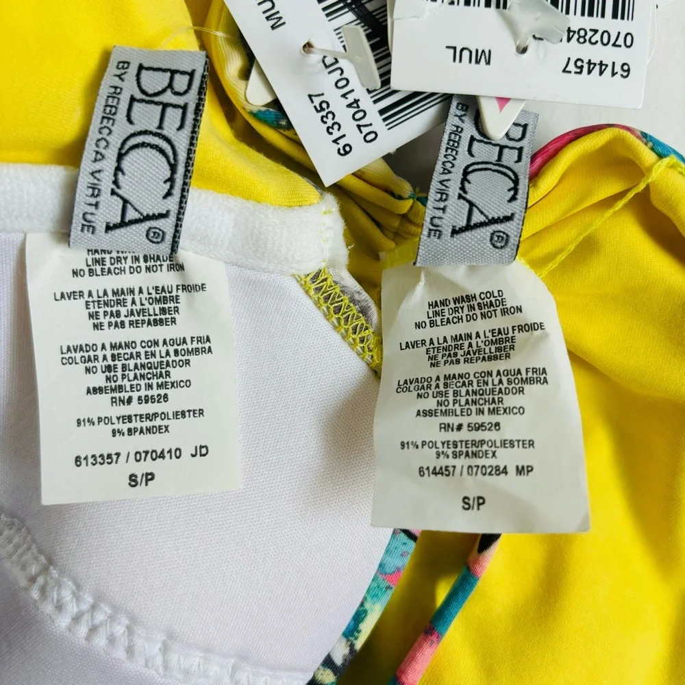 BECCA By Rebecca Virtue Paisley 2 Piece Bikini Top Bottom Set Yellow Size Small